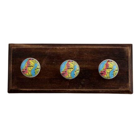 Sweden Map Ceramic Wooden Hooks